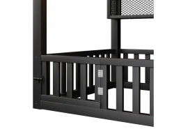 Hauss Spole Cama infantil cabina 90x200 cm con estantes de almacenaje e iluminación LED - Sin somier - Negro Discount