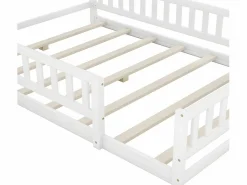 ModernLuxe Cama Montessori|Cama infantil cabina 140x200 cm con mesita de noche y barandillas de seguridad - somier -