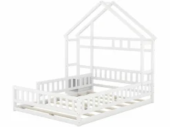 ModernLuxe Cama Montessori|Cama infantil cabina 140x200 cm con mesita de noche y barandillas de seguridad - somier -
