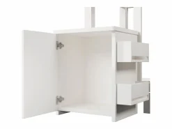 Cama infantil cabina 90x200 cm con base - 1 cajón y mesita de noche extraíble - blanca (sin colchón)^