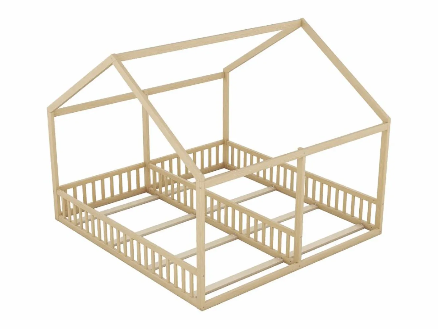 Cama Montessori|Cama infantil cabina 90x200cm con somier - cama dos en uno - estructura de madera - (sin colchón)
