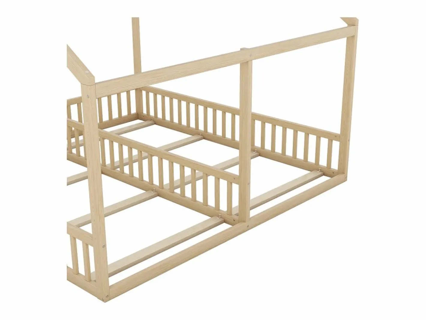 Cama Montessori|Cama infantil cabina 90x200cm con somier - cama dos en uno - estructura de madera - (sin colchón)