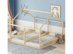 Cama Montessori|Cama infantil cabina 90x200cm con somier - cama dos en uno - estructura de madera - (sin colchón)