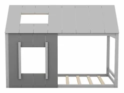Cama infantil cabina 90x200cm con base, techo y ventana, madera, (sin colchón) Gris