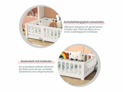 Cama infantil cabina 90x200cm, con somier, cama plana, cama infantil, barrera anticaídas, pino macizo,^ Online