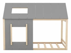 Cama infantil cabina 90x200cm con base - techo y ventana - madera - natural claro (sin colchón) Color natural claro