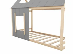 Cama infantil cabina 90x200cm con base - techo y ventana - madera - natural claro (sin colchón) Color natural claro