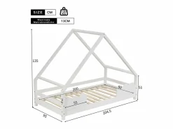 Cama infantil cabina 90x200cm con base - protección anticaída - madera - (sin colchón)^ Discount