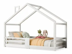 Cama infantil casita 90x200 cm con chimenea - Somier robusto de pino - (sin colchón)^Hauss Spole Online