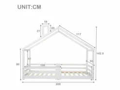 Cama infantil casita 90x200 cm con chimenea - Somier robusto de pino - (sin colchón)^Hauss Spole Online