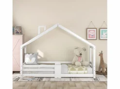 Cama infantil casita 90x200 cm con chimenea - Somier robusto de pino - (sin colchón)^Hauss Spole Online