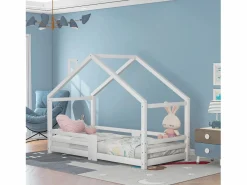 Cama infantil casita 90x200 cm con chimenea - Somier robusto de pino - (sin colchón)^Hauss Spole Online