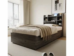 Merax Cama infantil con almacenaje - 90 x 200 cm - cabecero con almacenaje - con USB + Tipo C - MDF - Gris Sale