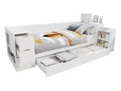 Merax Cama Diván|Cama Infantil|Cama infantil con canapé - 90 x 200 cm - sofá-cama con 3 cajones - con mesitas de noche - MDF -