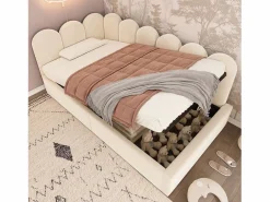 Cama Con Canapé|Cama Con Almacenaje|Cama infantil con somier de láminas de 90x190 cm - Cama juvenil con estructura metálica - Terciopelo (sin colchón)