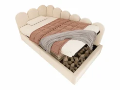 Cama Con Canapé|Cama Con Almacenaje|Cama infantil con somier de láminas de 90x190 cm - Cama juvenil con estructura metálica - Terciopelo (sin colchón)