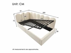 Cama Con Canapé|Cama Con Almacenaje|Cama infantil con somier de láminas de 90x190 cm - Cama juvenil con estructura metálica - Terciopelo (sin colchón)