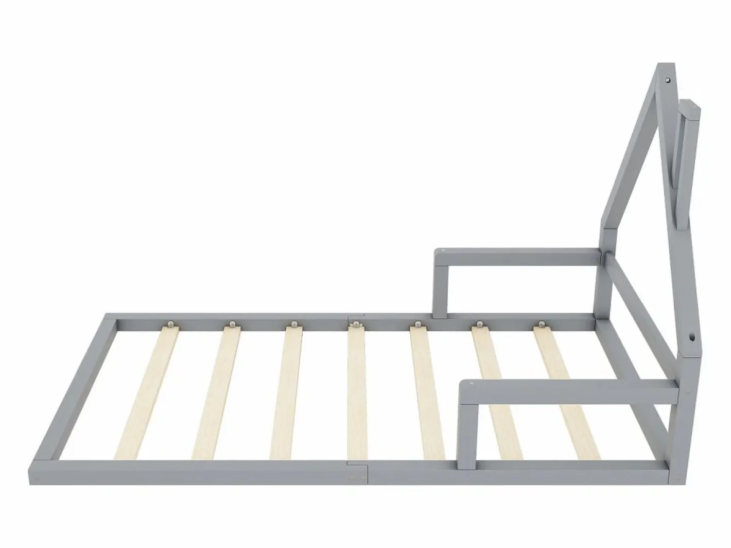 Cama infantil de 90 x 200 cm, cuna con forma de casa, pino macizo, estilo sencillo,^Merax Clearance
