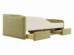 Cama Infantil|Cama infantil de 90 x 190 cm con 2 cajones y somier de láminas de madera, de terciopelo oscuro (no incluye colchón).
