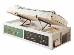 Cama infantil de madera con almacenaje - 90 x 200 cm - con almacenaje hidráulico y estante para escribir - madera -^Merax