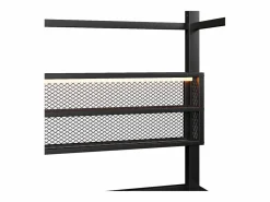 ModernLuxe Cama infantil de metal 90x200 cm - Motivo de casa - con barrera de seguridad - con luces LED - ​ (Colchón no incluido) Negro