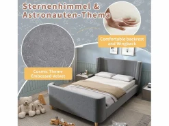 ModernLuxe Cama infantil de 90x200 cm acolchada en terciopelo (colchón no incluido) Gris New