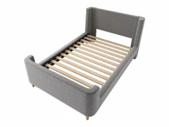 ModernLuxe Cama infantil de 90x200 cm acolchada en terciopelo (colchón no incluido) Gris New