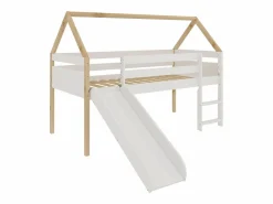 Cama Montessori|Cama infantil estilo casita con Tobogán y Escalera - Para colchón de 90 - ( y Madera) - Buyqualia