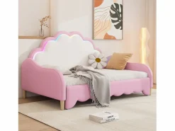 Cama infantil extraíble en símil piel - 140x200cm - con LED y mando a distancia - (colchón no incluido)^ModernLuxe