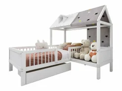 ModernLuxe Cama infantil individual multifuncional de madera maciza - con cajón debajo de la cama - 90x200 cm - Blanco Sale