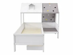 ModernLuxe Cama infantil individual multifuncional de madera maciza - con cajón debajo de la cama - 90x200 cm - Blanco Sale