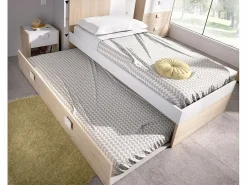 Vente-unique Cama Nido|Cama infantil nido 2 x 90 x 190 cm color natural y blanco con somier - SONIA