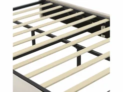 ModernLuxe Cama infantil 140x200 cm acolchada de terciopelo - oreja de conejo con LED regulable - con 2 taburetes con almacenaje - Beige