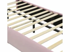Cama infantil 90x200 cm acolchada de terciopelo - oreja de conejo con LED regulable - con 2 taburetes con almacenaje -^ModernLuxe Clearance