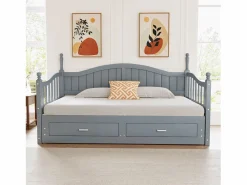 Cama infantil 90/180x190 cm, cama nido con 2 cajones, pino, cama multifuncional,^Hauss Spole New