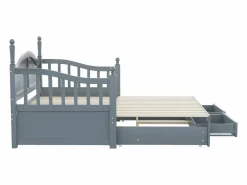 Cama infantil 90/180x190 cm, cama nido con 2 cajones, pino, cama multifuncional,^Hauss Spole New