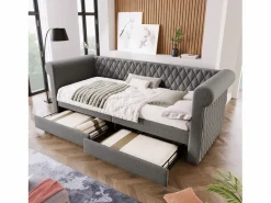 Hauss Spole Cama Diván|Cama infantil 90x200 cm con 2 cajones - Lino (sin colchón)