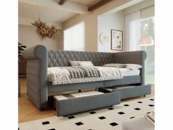 Hauss Spole Cama Diván|Cama infantil 90x200 cm con 2 cajones - Lino (sin colchón)