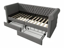 Hauss Spole Cama Diván|Cama infantil 90x200 cm con 2 cajones - Lino (sin colchón)