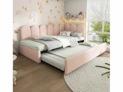 Hauss Spole Cama Nido|Cama infantil 90x200 cm con cama nido 90x190 cm, tapizado en terciopelo , sin colchón