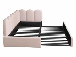 Hauss Spole Cama Nido|Cama infantil 90x200 cm con cama nido 90x190 cm, tapizado en terciopelo , sin colchón