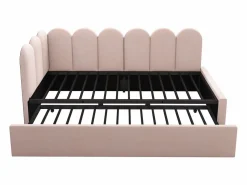 Hauss Spole Cama Nido|Cama infantil 90x200 cm con cama nido 90x190 cm, tapizado en terciopelo , sin colchón