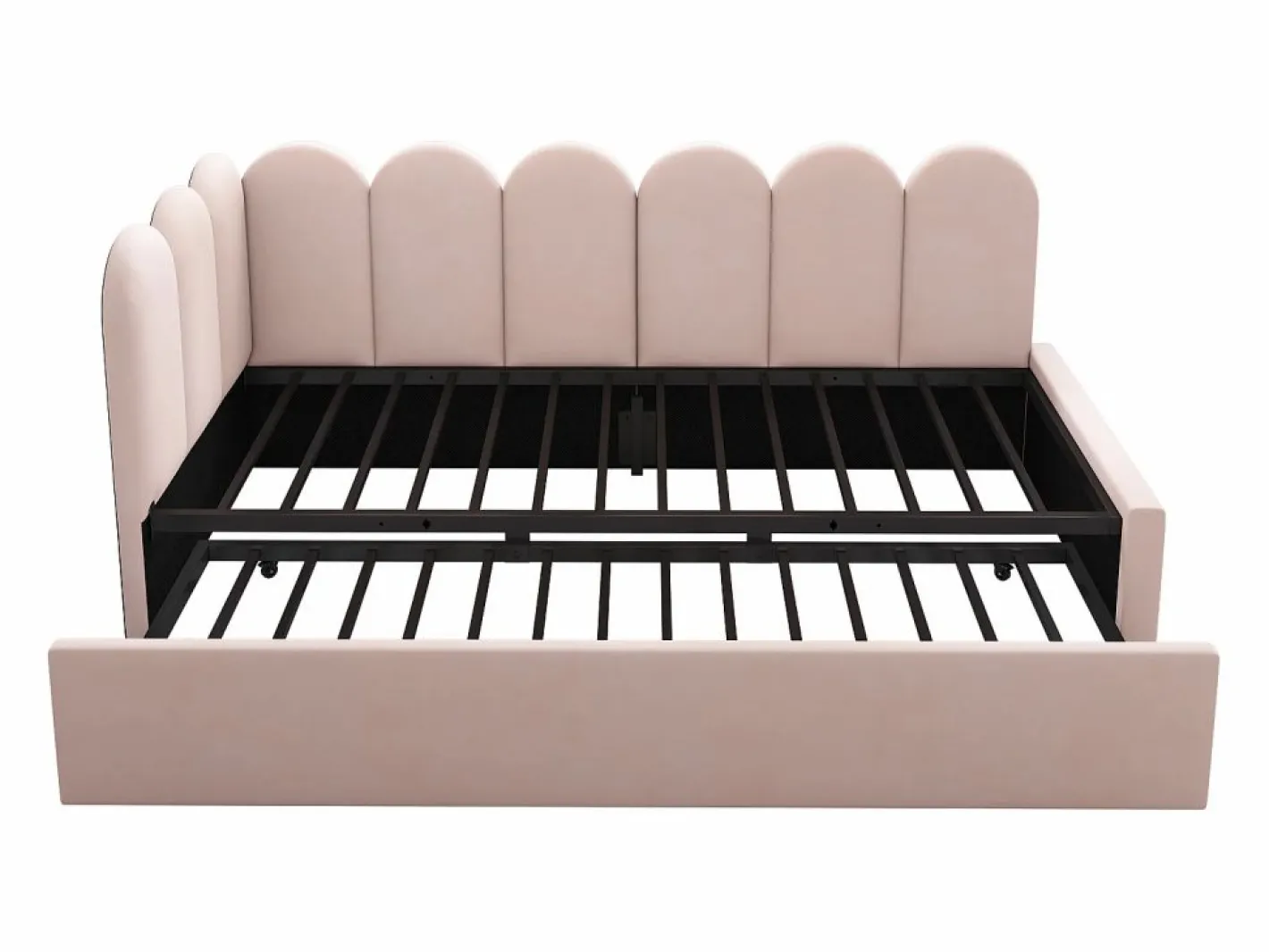 Hauss Spole Cama Nido|Cama infantil 90x200 cm con cama nido 90x190 cm, tapizado en terciopelo , sin colchón