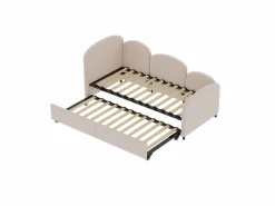 Hauss Spole Cama infantil 90x200 cm con cama nido de terciopelo, somier de láminas, sin colchón, claro Rosa Hot