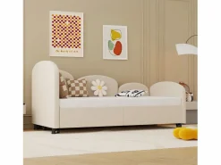 Cama infantil 90x200 cm con cama nido de terciopelo, somier de láminas, sin colchón,^Hauss Spole Outlet