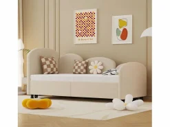 Cama infantil 90x200 cm con cama nido de terciopelo, somier de láminas, sin colchón,^Hauss Spole Outlet