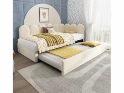 Hauss Spole Cama Diván|Cama Nido|Cama infantil 90x200 cm con cama nido 90x190 cm, tapizado en terciopelo , sin colchón