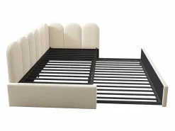 Hauss Spole Cama Diván|Cama Nido|Cama infantil 90x200 cm con cama nido 90x190 cm, tapizado en terciopelo , sin colchón