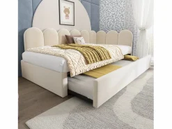 Hauss Spole Cama Diván|Cama Nido|Cama infantil 90x200 cm con cama nido 90x190 cm, tapizado en terciopelo , sin colchón