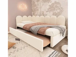 Hauss Spole Cama Diván|Cama Nido|Cama infantil 90x200 cm con cama nido 90x190 cm, tapizado en terciopelo , sin colchón